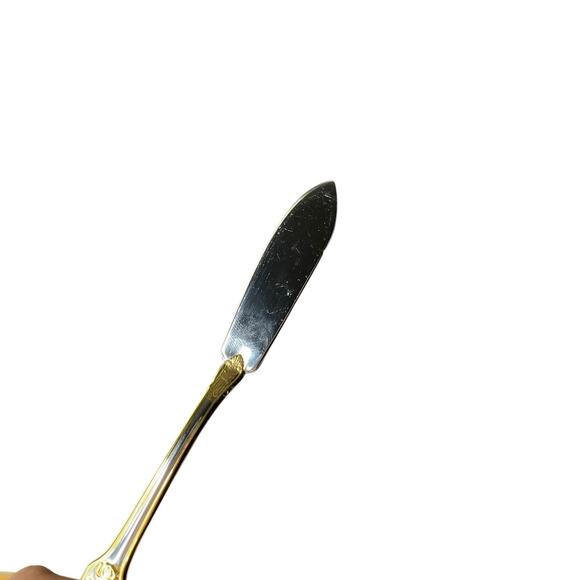 Royal Albert OLD COUNTRY ROSES Butter Spreader Sugar Spoon Set Gold Flatware - Picture 4 of 7